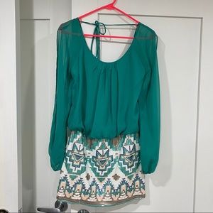 Faux Two Piece Blouse Dress